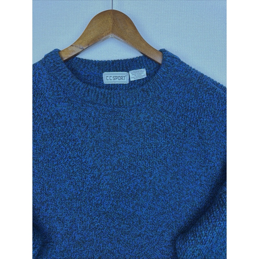 VTG CC SPORT Marled Crewneck Sweater Mens L-Tall Chevron-Style Front Wool Blend - Picture 10 of 14